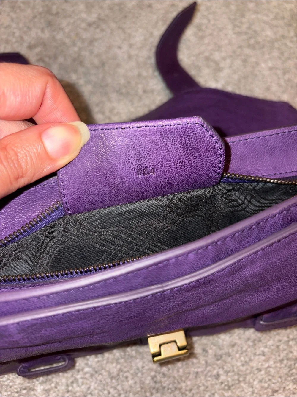 Proenza Schouler Purple Leather Clutch with Gold Hardware